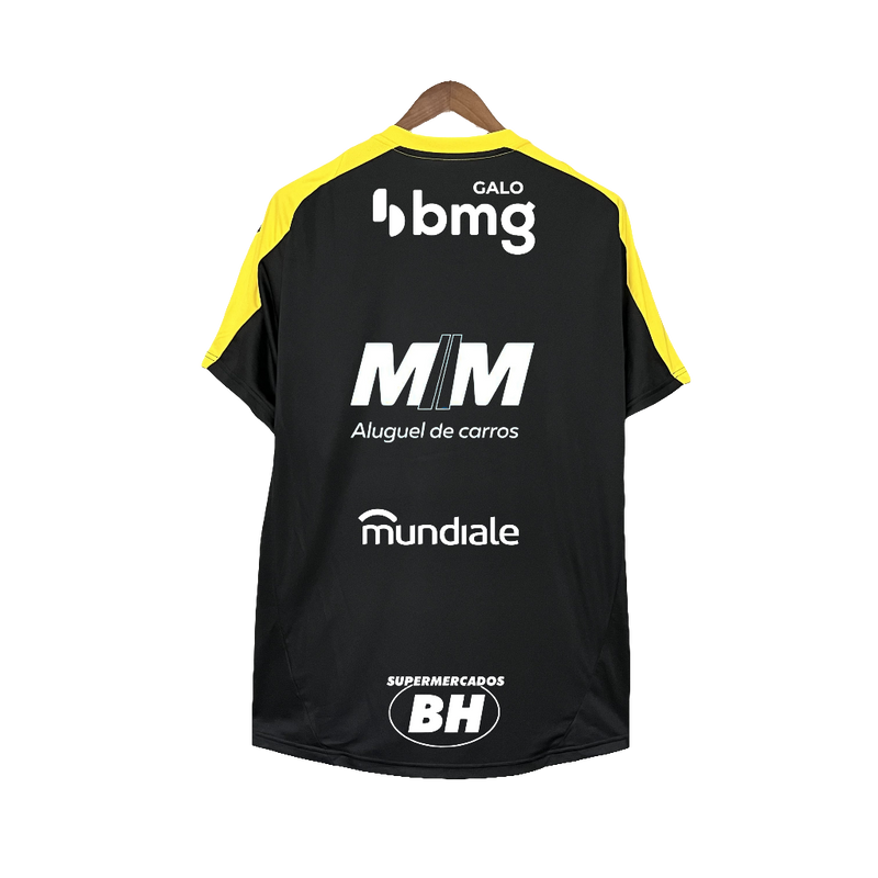 Camisa Atlético Mineiro 25/26 Treino - Todos os Patrocínios - Preta - Versão Torcedor