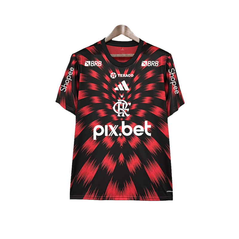 Camisa Flamengo 25/26 Pré-Jogo - Todos os Patrocínios - Versão Torcedor