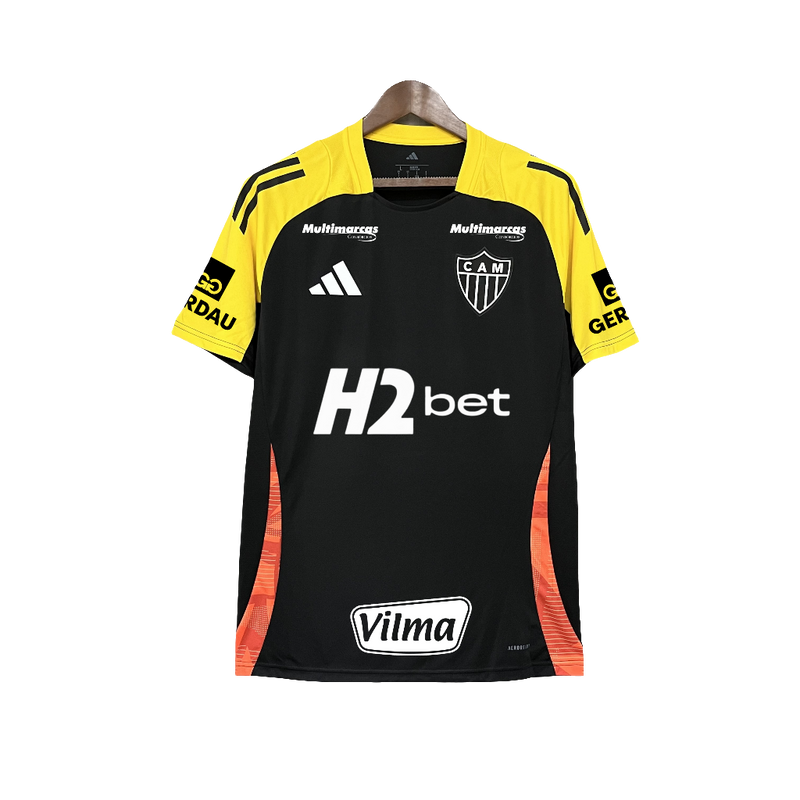Camisa Atlético Mineiro 25/26 Treino - Todos os Patrocínios - Preta - Versão Torcedor