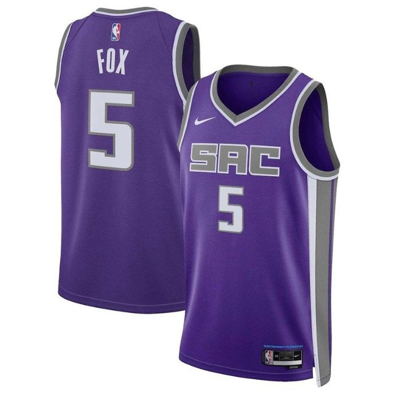 Camisa NBA De'Aaron Fox - Sacramento Kings - 2023 - Edição Ícone - Roxo