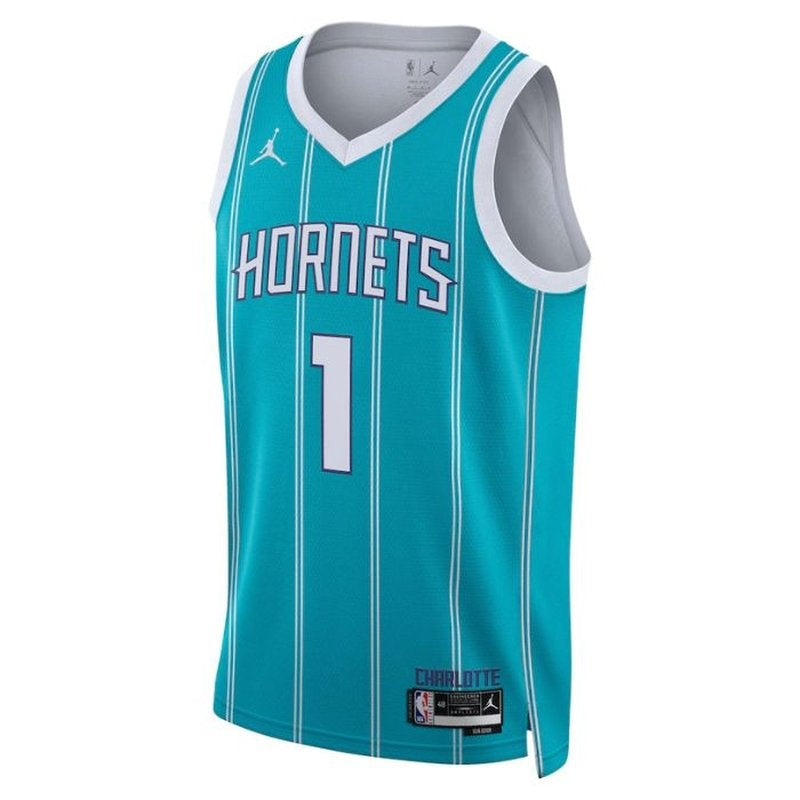 Camisa NBA LaMelo Ball - Charlotte Hornets - 2023 - Edição Ícone - Azul Petróleo